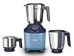 Philips HL7773/01 800-Watt Mixer Grinder with MicroGrind Technology | 3 Stainless Steel Jars (1.5L, 1L, 0.3L) | 3-Speed Control | Durable Plastic Body | Blue Colour | 2-Year Warranty