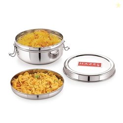 HAZEL Stainless Steel Tiffin Box with Inner Plate | 350 ml Small Lunch