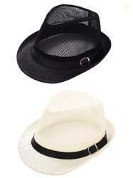 Zacharias Men Black Self Design Fedora Hat