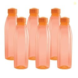 CELLO Crystal Water Bottles Set of 6 Pcs For Daily Use 1000ml Orange |