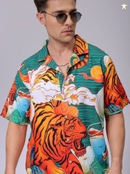 The Indian Garage Co Men Oversized Animal Printed Resortwear Shirt