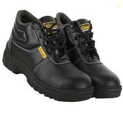 ELECANT Lace-up Steel Toe, PVC Sole and Rexine Upper Black Safety Shoe
