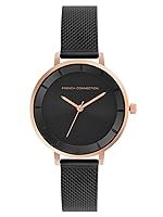 French Connection Stainless Steel Analog Rose Gold Dial Women’s Watch-Fcn00016C, Band_Black