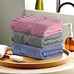 Urbane Home Pack of 3 Cotton Hand/Face Towels for Men & Women | Easily Washable | Workout Gym Napkins for Men | Pocket Towel – Dark Blue-Grey & Pink