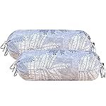 Trance Home Linen 100% Cotton 16×32 inch 200TC Pipe-in Bolster Cover | Round Long Bolster Pillow Cover to fit 24″ Length 9″ Dia | Pack of 2 Bolster Cover only (16×32 inch, Fern Blue)