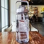 2 L Capacity Straw Transparent Motivational Water Bottles|Time Marker Leak Proof&Break-Proof|Best Usage For Office/School/College/Gym/Travel Bottle|Bpa-Free Sports Bottle (1PCS) Plastic