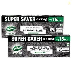 DABUR Herb'L Activated Charcoal Toothpaste 480G (120G x4, Pack of 4) |