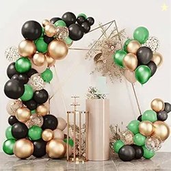 ITAF Gold Blue & White Metallic Shiny Balloons and Gold Confetti Ballo
