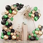 ITAF Gold Blue & White Metallic Shiny Balloons and Gold Confetti Balloons For Birthday/Anniversary/Engagement/Wedding/Special Event Theme Party Decoration (Green Gold Black + Gold Confetti)
