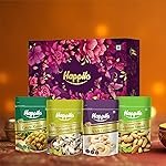 Happilo Premium Diwali Gift Pack with 10 Inclusions | Evil Eye Thread, Roli Chawal, Designer Plate, Mithai Candle, Pista, Almonds, Cashew, Raisins, Snack & Card, Dry Fruit ZEFA Gift Box