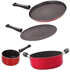 Nirlon Non Stick Cooking Pan and Pot Utensils Gift Kitchen Set of 4 Pi