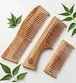 INSIME Neem Wooden Comb Set for Women & Men | Wooden combs combo Hair Comb Set | Kachi neem comb for Women for Hair Growth | Dandruff remover comb Neem Wood Kangi for Hair (Pack of 3)