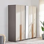 Home Centre | Tiffany | Engineered Wood | 4 Door Swing Wardrobes | Beige | 1 Year Warranty