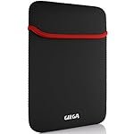 Gizga Essentials Reversible Laptop Sleeve 14.1 Inch, Dual Color Neoprene Laptop Cover, Zipperless, Waterproof, Slim Fit Laptop Case for HP Dell Lenovo Asus Acer, MacBook, Mouse Pad Use (Red/Black)