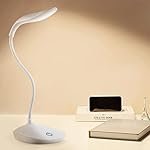Gesto Plastic LED Rechargeable Study Lamp,Table Lamp for Study Room,Desk Lamp Light with 3 Brightness Level,Portable USB Table Light,Study Table Lamp for Students,Reading & Work at Home,White