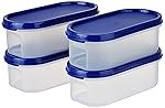 Solimo Modular Plastic Storage Containers With Lid (Transparent, Set Of 4, 525ml)