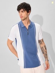 The Souled Store Men Colorblock Polo Neck Cotton Blend Multicolor...mo