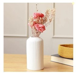 SPHINX Ribbed Pipe Ceramic Vase for Flowers, Pampas Grass, or Live Pla