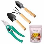 Gardening Tools Kit-5 Pcs (Cultivator, Big Trowel, Small Trowel, Garden Pruner, Flower Seeds Packet) | Durable Gardening Tools | Home Gardening Tool Kit | Terrace Gardening Accessories