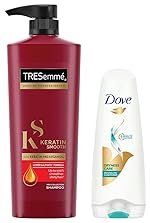 TRESemme Keratin Smooth Shampoo, 580ml And Dove Dryness Care Conditioner, 180ml