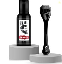 BEARDO Beard Hair Growth Oil & Dermaroller 0.5 mm| 540 Needles | ...mo