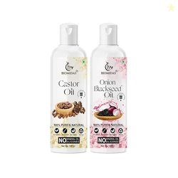 Biomidas 100% Pure Castor 100ML & Onion Blackseed 100ML Combo For Rapi