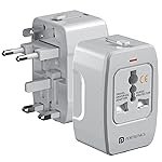 Portronics Juicemate 3 Universal Travel Adapter with 6A AC Socket Output,Universal AC Socket, All in One International Travel Fast Charging Adapter, Suitable for 200+ Countries US,UK,EU,AUS,Etc(White)