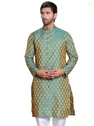 Jompers Men's Silk Blend Straight Kurta (KKO_586Green_M_Green_M)