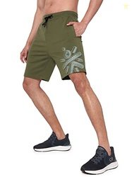 CULTSPORT Active Shorts with Logo Print (Olive_CS700246S_S)
