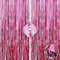 Crackles Metallic Fringe Pink Curtains Large Size 3 ft x 6 ft for Birt