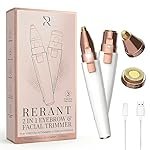 RERANT 2-in-1 Eyebrow Trimmer and Facial Hair Remover for Women, Rechargeable Electric Face Razor with Built-in LED Light, Painless Precision Eyebrow Razor and Lip Hair Trimmer, Portable (S1)