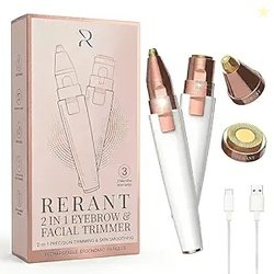 RERANT 2-in-1 Eyebrow Trimmer and Facial Hair Remover for Women, Recha