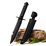 Carbon Steel Kitchen Knife with Cover | Ultra Sharp Chef Knife for Cutting Fruits Vegetables & Meat | Black Utility Knife | Ergonomic Anti-Slip Handle (Black, 1 Pc)
