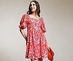 Tokyo Talkies Women’s Short Sleeves Square Neck Printed Dresses | Stylish| Casual