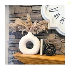 SPHINX White Ceramic Donut Vase, 6 Inch Modern Flower Vase for Pampas