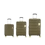 Kamiliant by American Tourister Harrier Zing|Trolley Bag Set of 3 (55+68+79 cms) for Travel| Hard Case Polypropylene (PP) Suitcase|360Â° 8-Wheel Spinner Luggage Trolley|Combination Lock|Military Olive