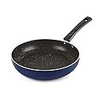 CELLO Regal Non Stick Blue Fry Pan with Spatter – 22cm | Cookware with Non Stick Coating | Gas Top and Induction Compatible