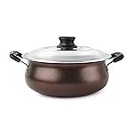 Cello Non Stick Induction Compatible Gravy/Biryani Handi with Stainless Steel Lid, 2.5 LTR, Brown, 2.5 Liter