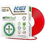 KEI CONFLAME GREEN PLUS 1.5 sqmm 1 Core Copper Heat Resistant Flame Retardant Low Smoke & Halogen – Lead Free House Wire for Domestic & Industrial Electrical Wiring (Red, 90 Meters)