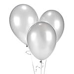 Crackles 50 Pc Silver Metallic Balloons for party Decorations Birthday, Anniversary, New Year, Christmas etc