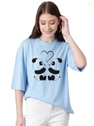 KOTTY Women's Cotton Blend Printed Oversized T-Shirts