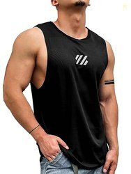 Jump Cuts Mens Printed Sleeveless Polyester Black Slim Fit Vest