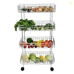 Four Layer Kitchen Trolly Multipurpose Stainless Steel Portable Storag