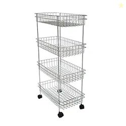 Wrolavi Stainless Steel Basket with Wheels for Vegetable & Fruits, Sto