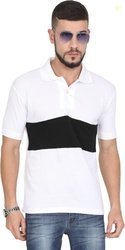 Fleximaa Men Colorblock Polo Neck Cotton Blend White, Black T-Shi...mo