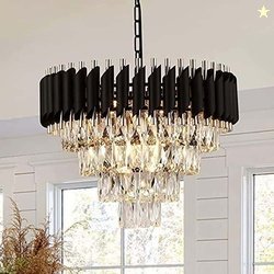 SHRESHTHA crystal Black Gold polish metal 500mm chandelier hangin...mo