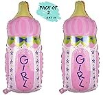 Amfin (18 Inches) (Pack of 2) Its A Girl Bottle Foil Balloons for Birthday Party/Theme Party Foil Balloons/Baby Shower Decoration – (Pink)