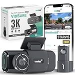 Onelap Vidsureâ¢ (2026 Sony STARVIS IMX335) – 3K UpScaled to 4K Dashcam for Car | Front and Rear | 5MP 3840p QHD Front | 5.8Ghz WiFi | 2MP 1080p FHD Rear | HDR |1.47″ LCD | Dual Port Charger