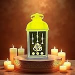 Antique LED Mandir Lantern Hurricane Lamp â Flameless & Smokeless Acrylic Tent Light, Wall Hanging Candle Holder for Home, Living Room, Camping Decor (Yellow) | Popo ToysÂ®