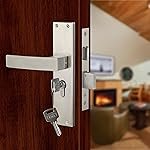 Blue Space Premium 8″ Cylindrical Mortise Door Lock Handle Set with Brass Lock Body and One Side Key 60mm Cylinder Set with 3 Computer Keys (LB10001, Matt Satin)